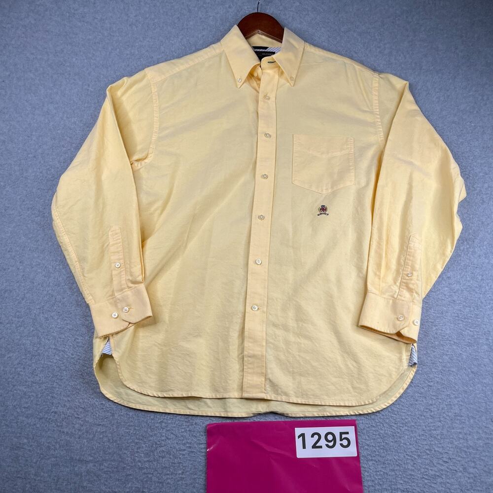 Tommy Hilfiger Shirt Embroidered Crest Oxford Pocket Button Up Long Sleeve Men M